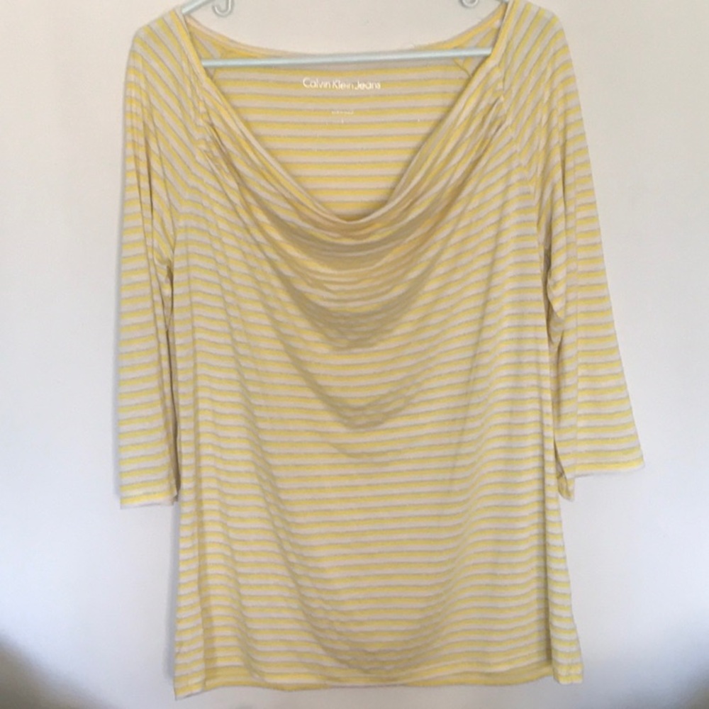 Cute Calvin Klein silver, white and yellow top.